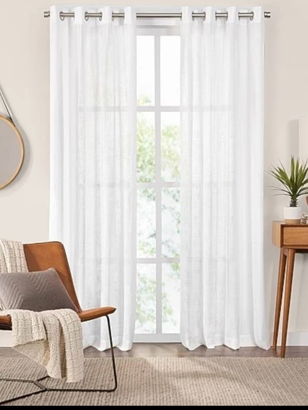 Fieldcrest Arden Cotton Grommet Sheer Curtain Panel White 50x84 1 Panel